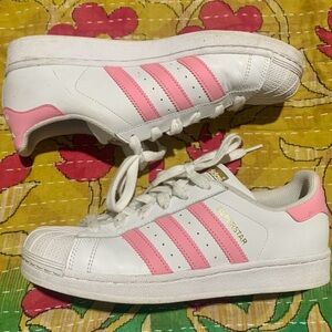 Adidas Superstar Sneakers Pink and White stripe